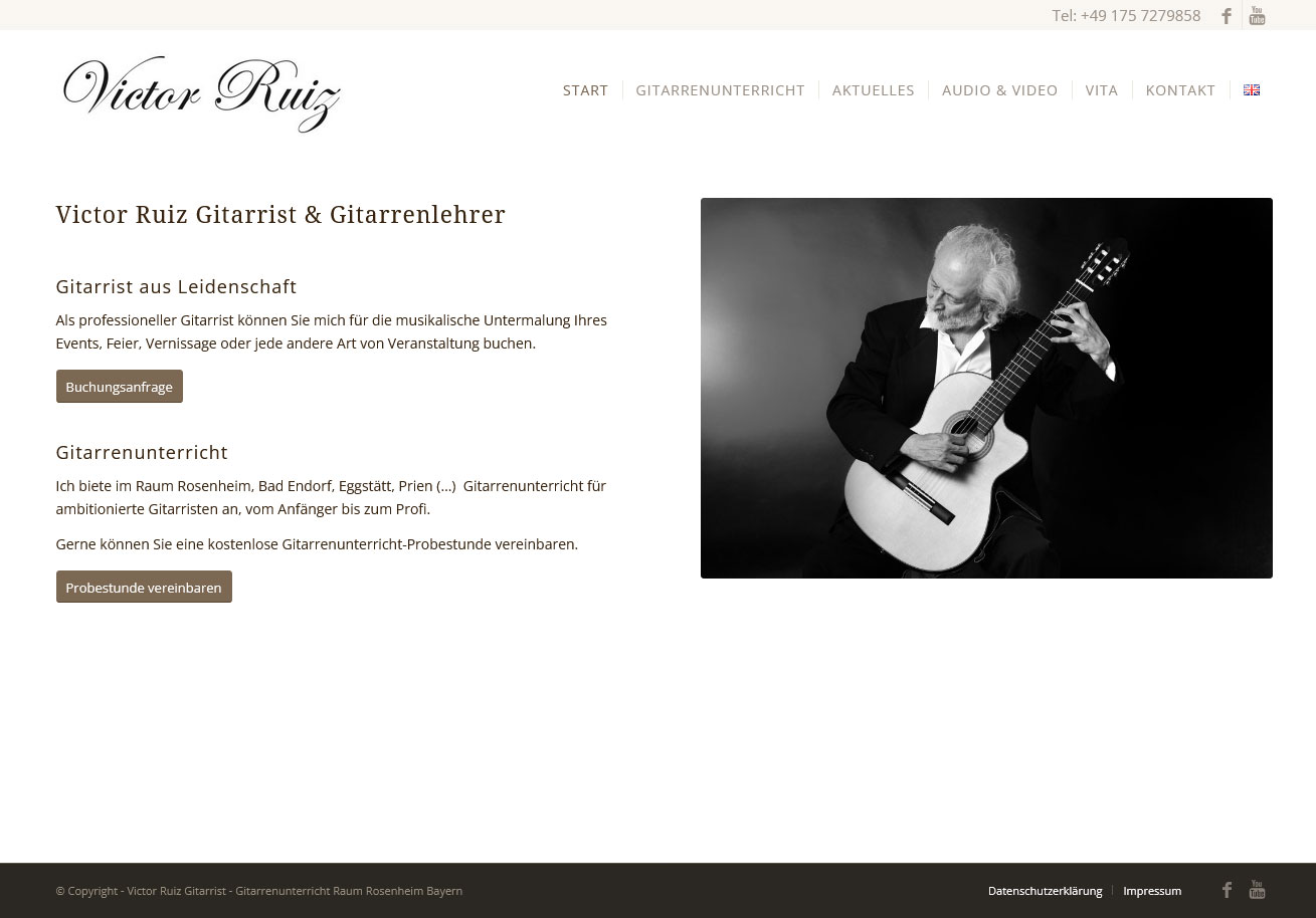 Webseitenerstellung für Gitarristen und Gitarrenlehrer Victor Ruiz